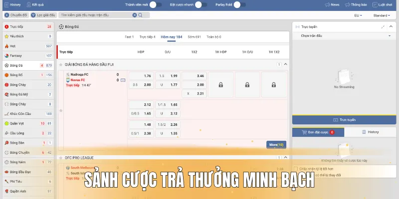 Sảnh cược trả thưởng minh bạch